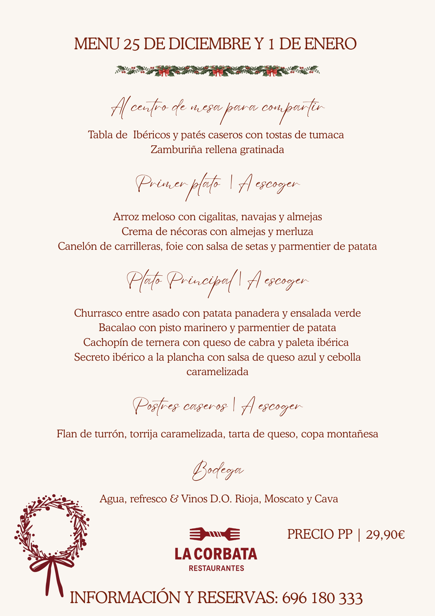 Menu 25 y 31 Diciembre